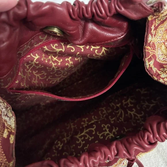 Isabella Fiore Leather & Tapestry Small Shoulder or Handbag With Studs Detail - Picture 11 of 16